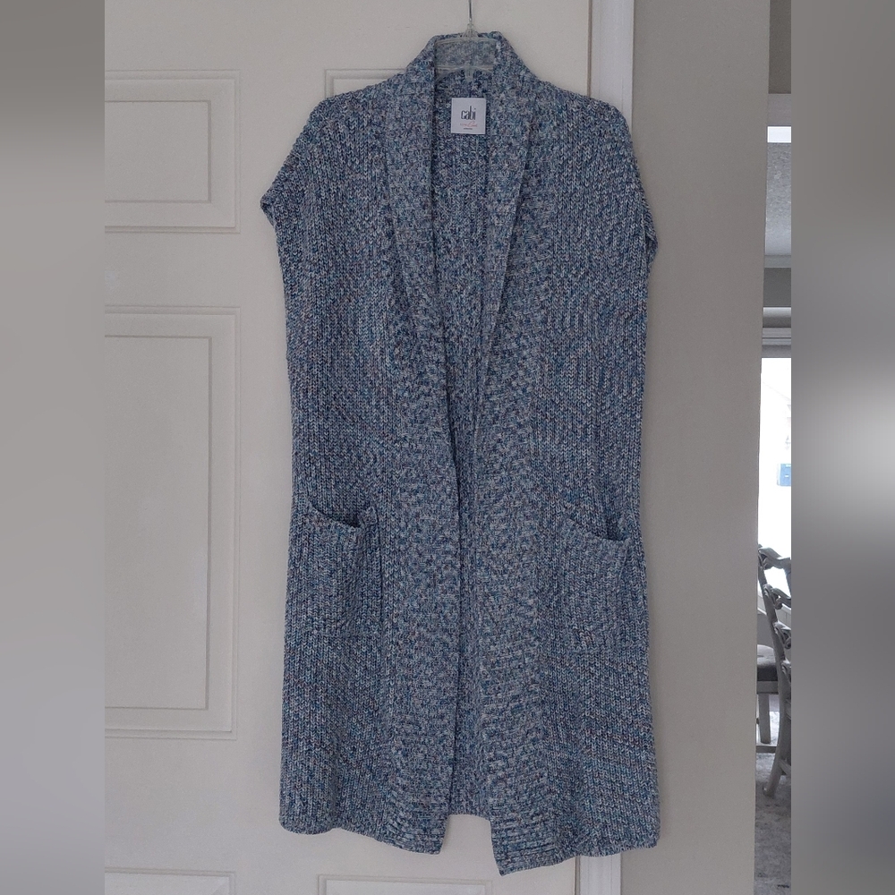 Cabi Love, Carol Collection Blue Long Duster Cardigan Sweater Size Small - Picture 1 of 8